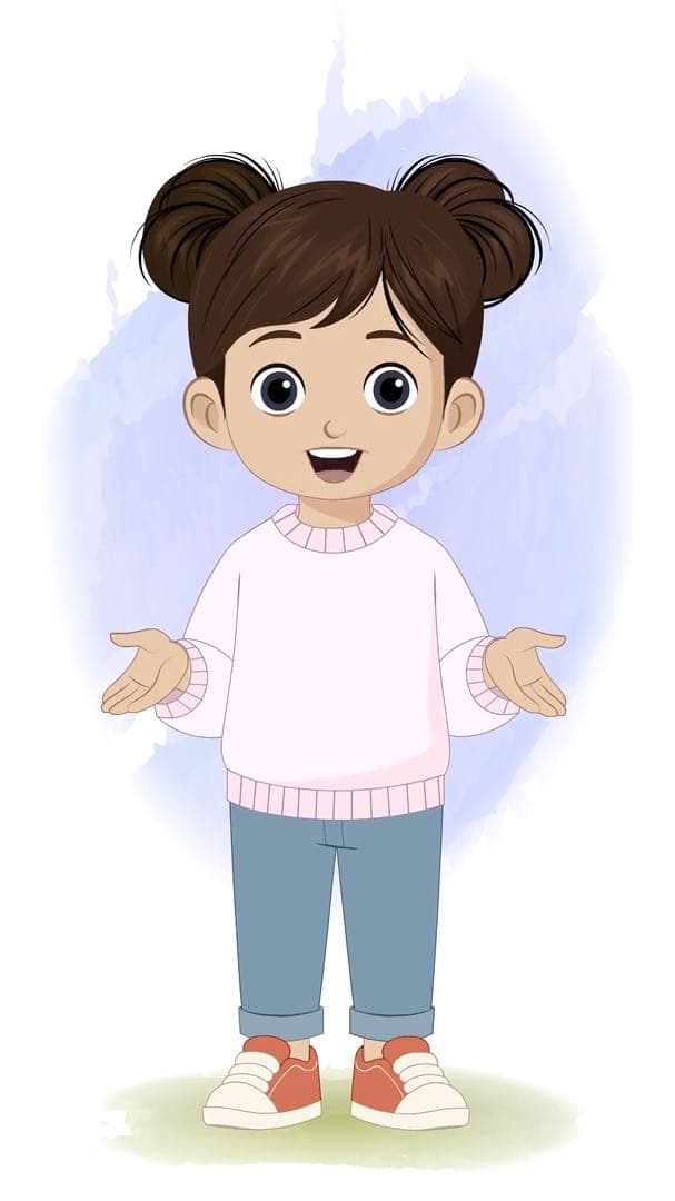 An adorable Indian girl talking animated character cartoon vector AKA Wamika