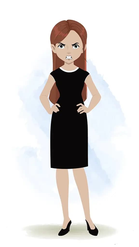 An angry business woman animated cartoon character aka eliana