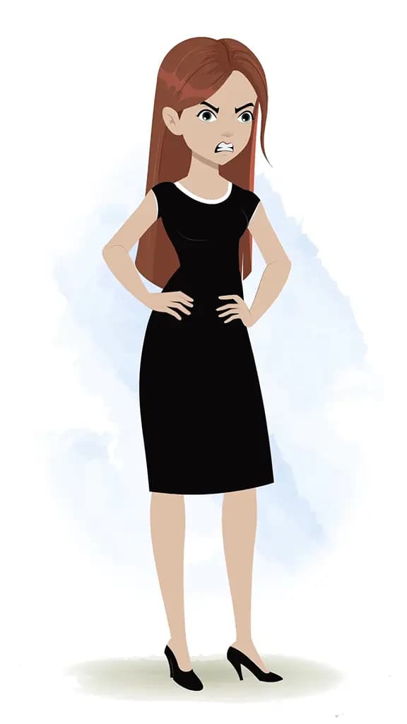 An angry business woman animated cartoon character aka eliana 3/4