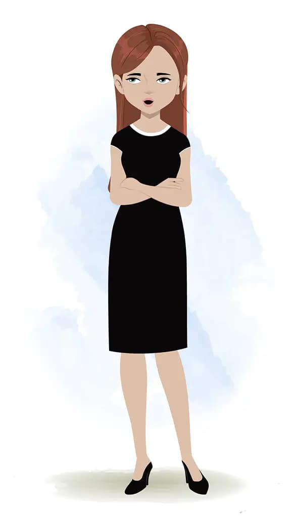 An annoyed business woman animated cartoon character aka eliana