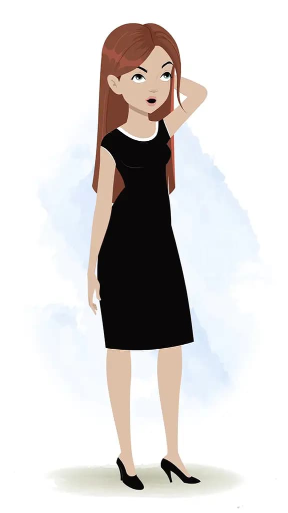 A nervous business woman animated cartoon character aka eliana 3/4