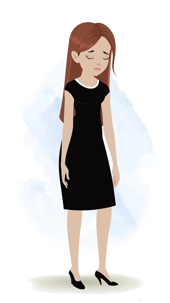 A business woman sad animated cartoon character aka eliana 3/4