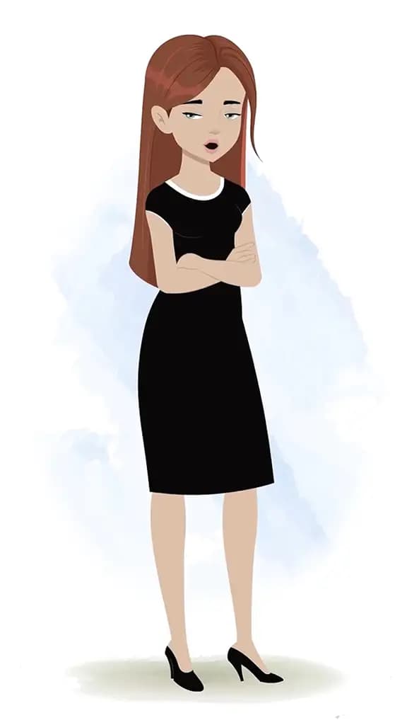 An annoyed business woman animated cartoon character aka eliana 3/4