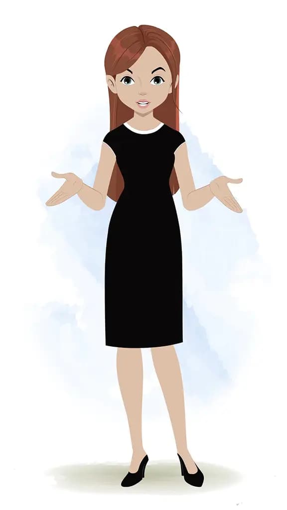 A business woman talking animated cartoon character aka eliana