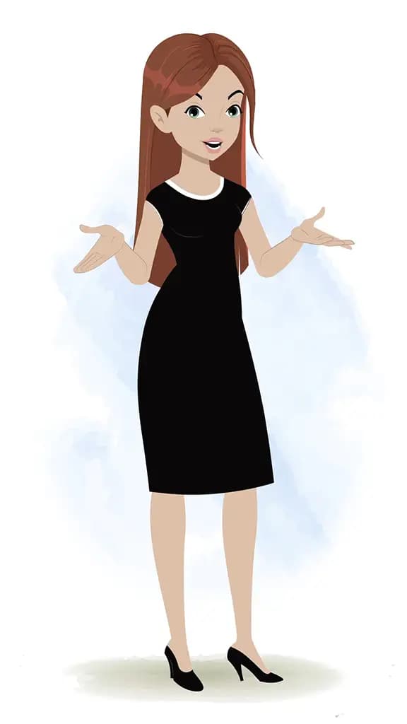 A business woman talking animated cartoon character aka eliana 3/4