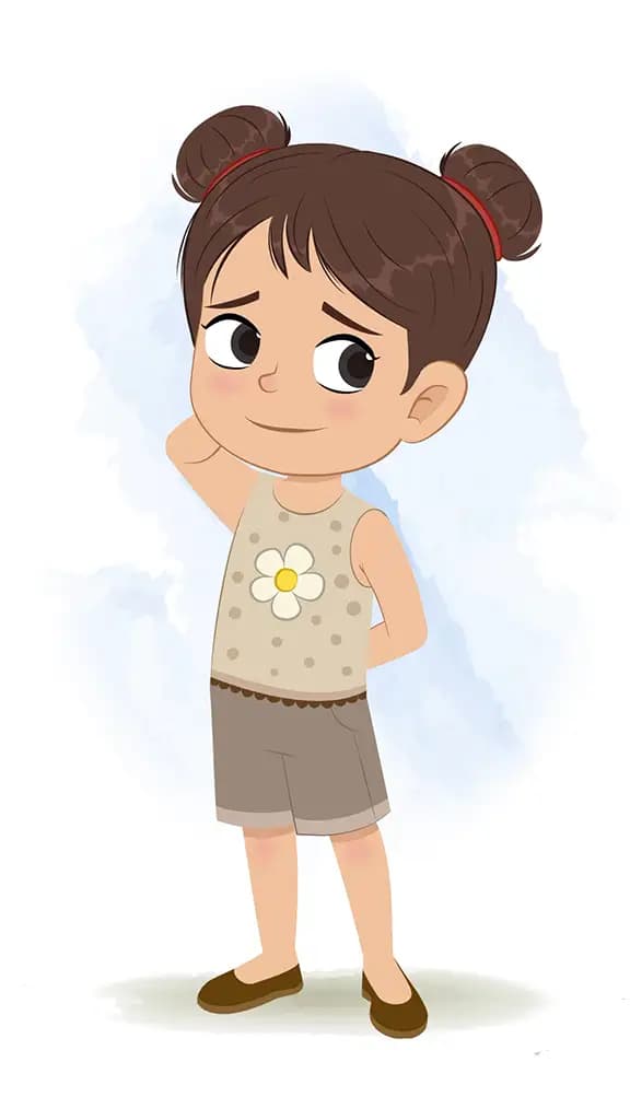 A confused little girl animated cartoon character aka anna 3/4