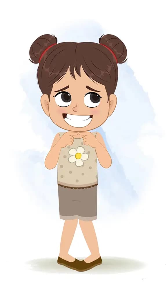 A little nervous girl animated cartoon character aka anna