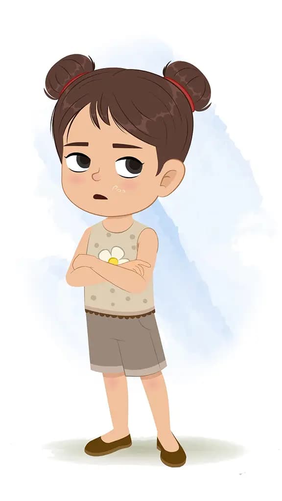 An annoyed little girl animated cartoon character aka anna 3/4