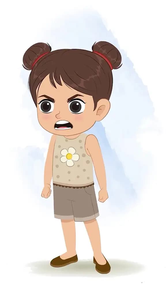 An angry little girl animated cartoon character aka anna 3/4