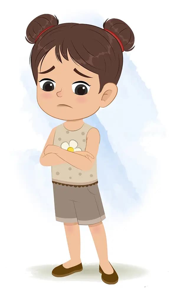 A little girl sad animated cartoon character aka anna