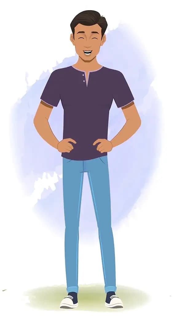 A man laughing animated cartoon character aka Aryan