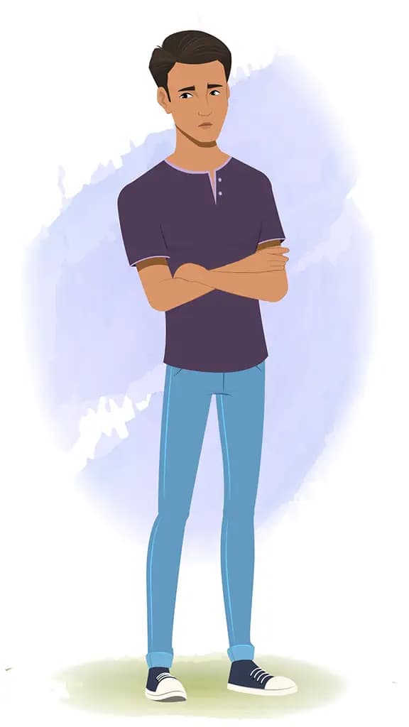 An annoyed man animated cartoon character aka Aryan