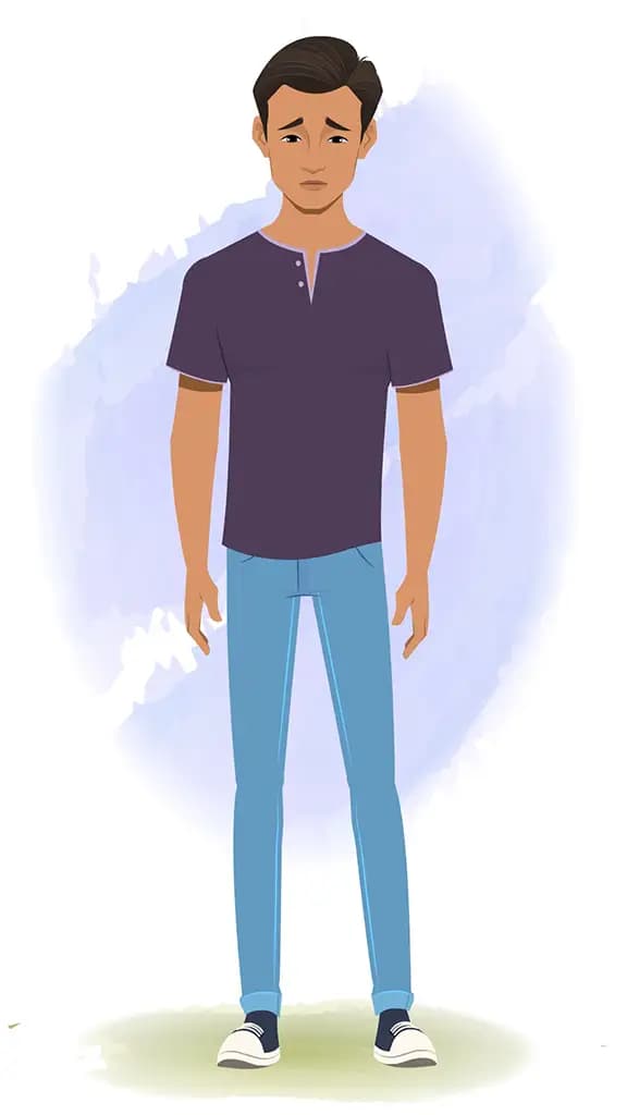 A man sad animated cartoon character aka Aryan