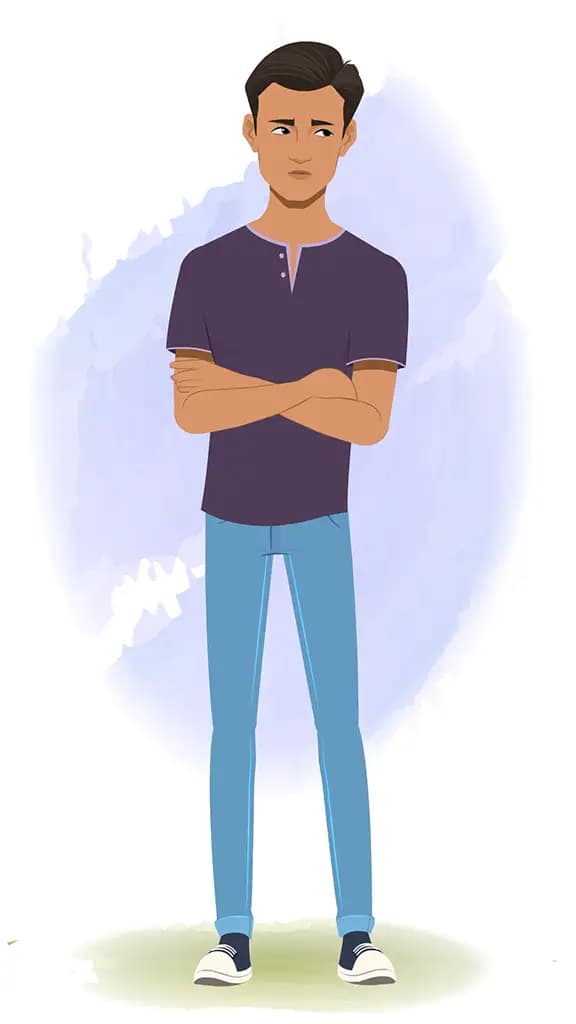 An annoyed man animated cartoon character aka Aryan