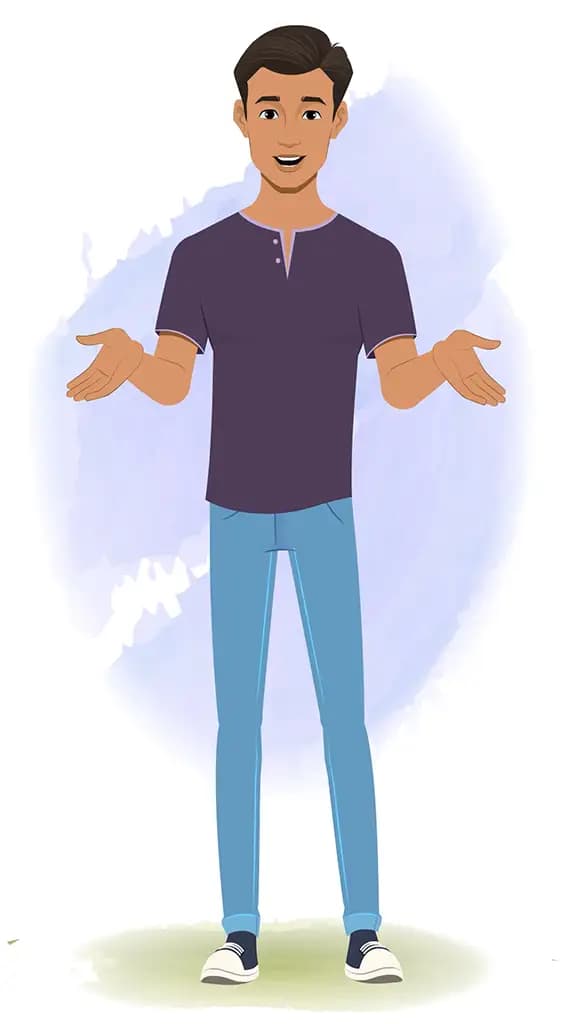 A man talking animated cartoon character aka Aryan