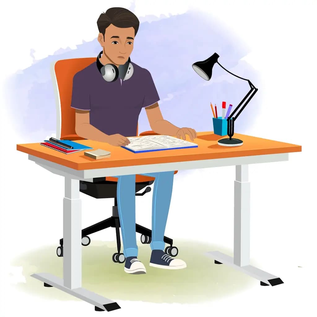 A man reading a book and sitting on the table animated cartoon character aka Aryan