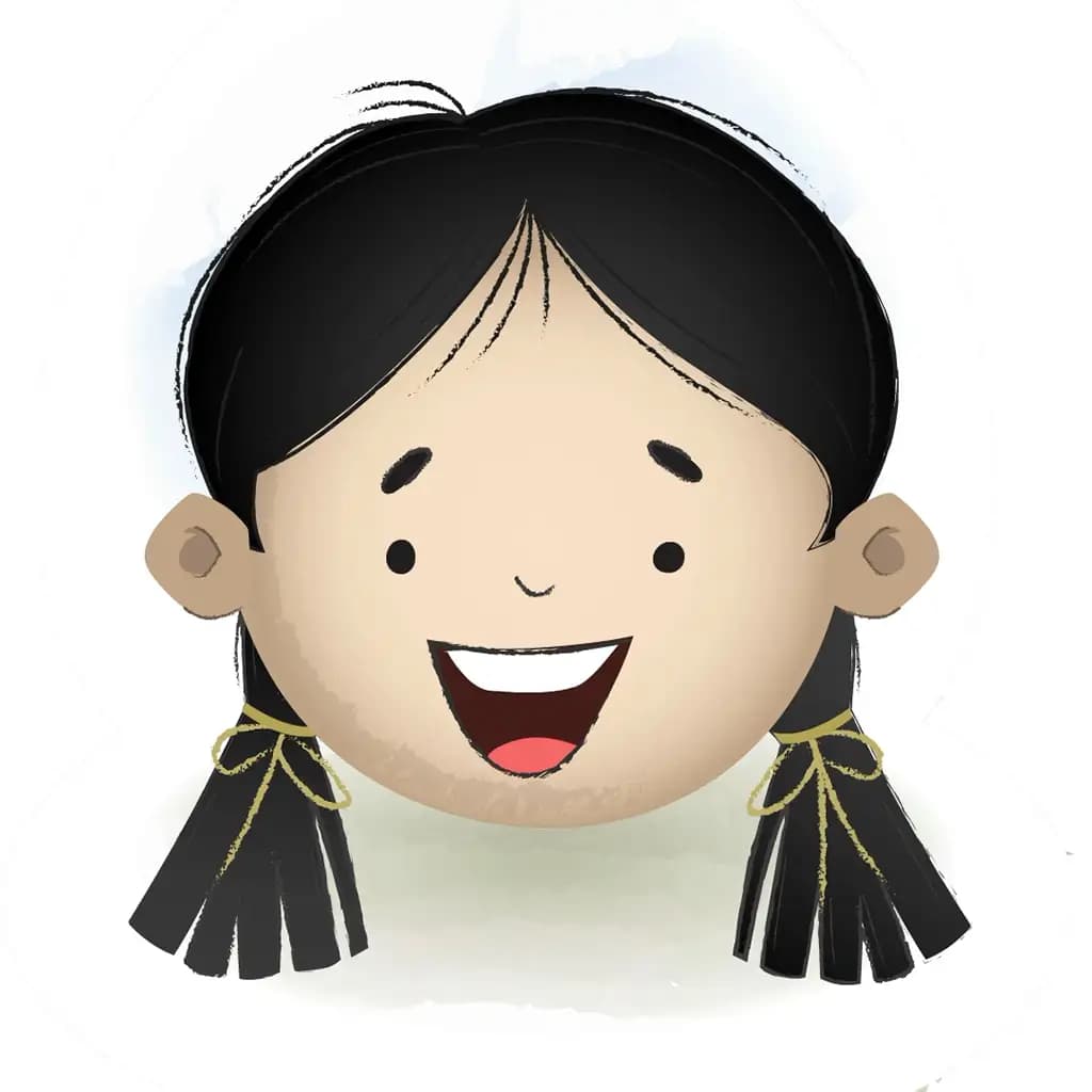 A school girl animated cartoon face with different facial expressions aka chiku