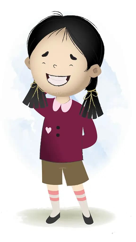 A nervous school girl animated cartoon character aka chiku