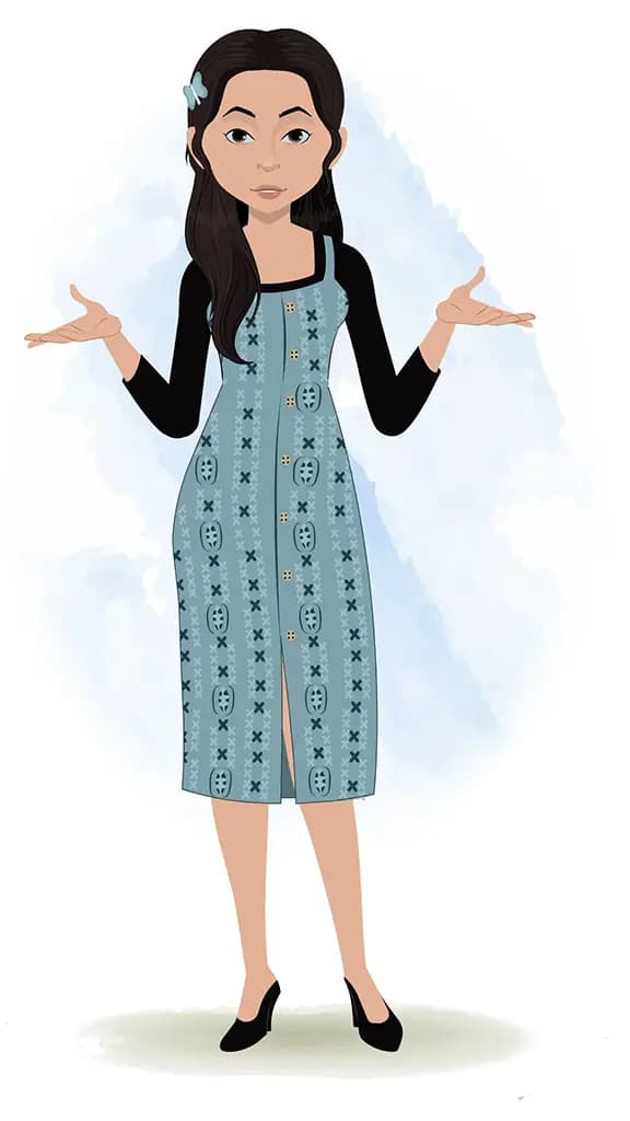 A female teacher talking animated cartoon character aka renna