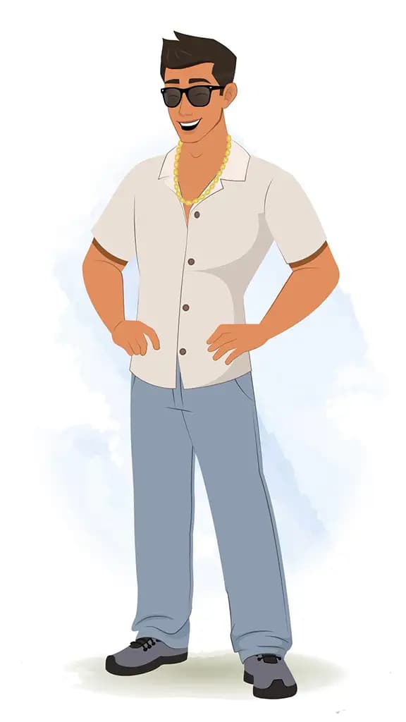 A happy man animated cartoom character aka lovsh 3/4