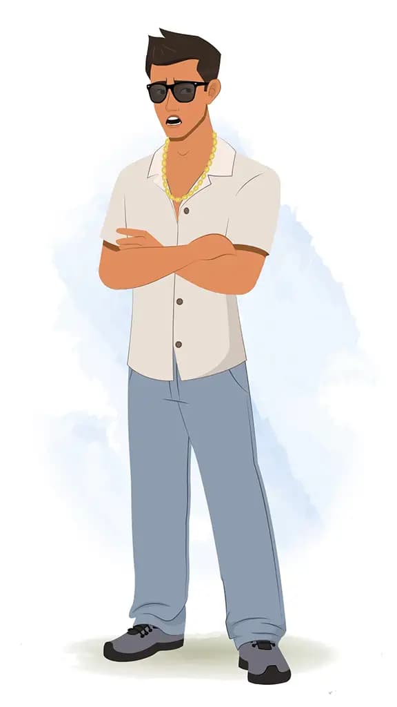 An annoyed handsome man animated cartoon character AKA Lovsh 3/4