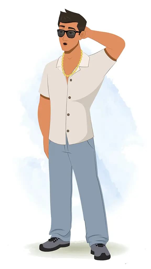 A confused handsome man animated cartoon character AKA Lovsh 3/4