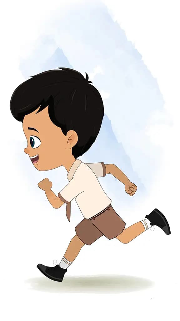 little Indian school boy animated vector cartoon character model
