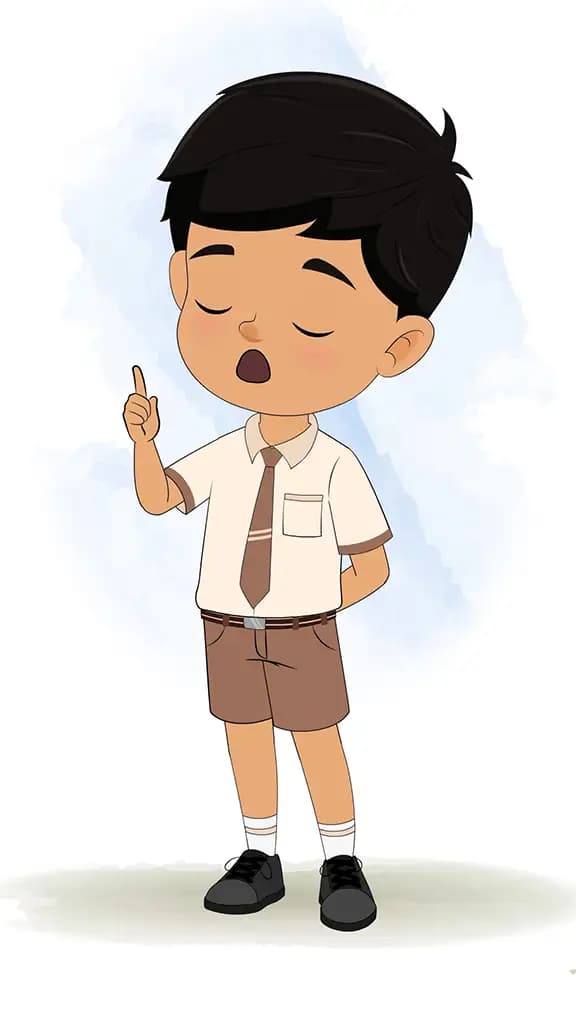 An Indian school boy saying no animated cartoon character aka rohan