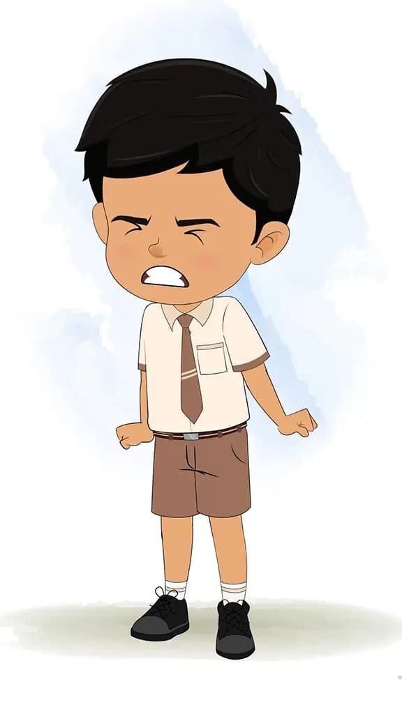 An Indian angry school boy animated cartoon character aka rohan 3/4