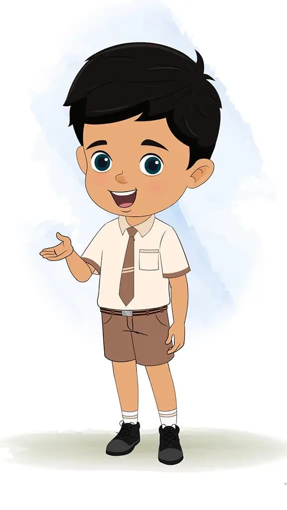 An Indian school boy talking animated cartoon character aka rohan 3/4
