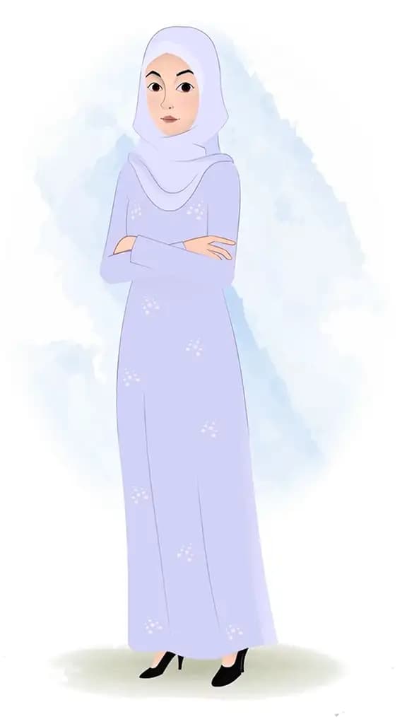 A muslim/arabic woman standing with cross hand and talking animated cartoon character aka joya 3/4