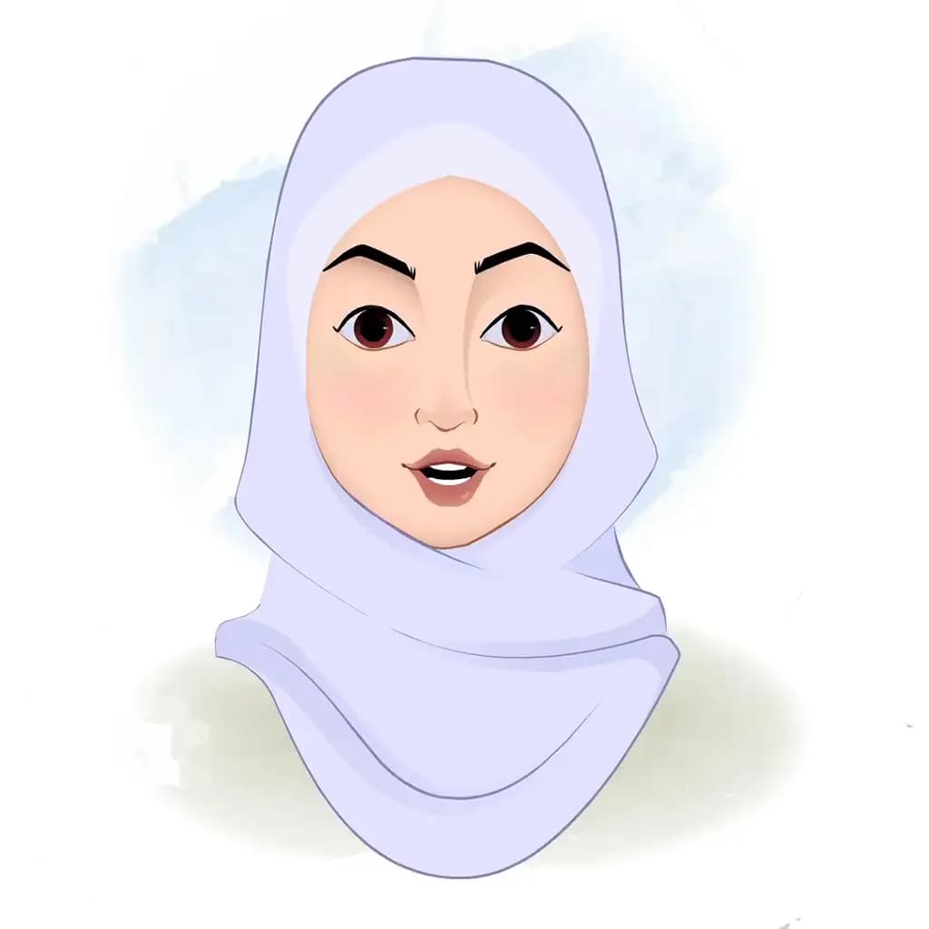 A muslim/arabic woman animated cartoon face with different facial expressions aka joya
