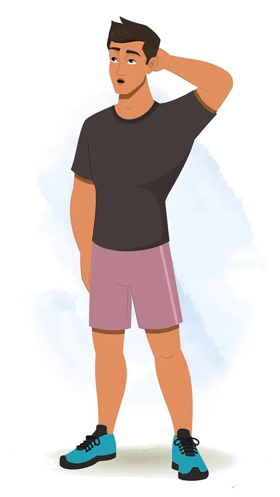 A confused workout man animated cartoon character aka Lovsh 3/4