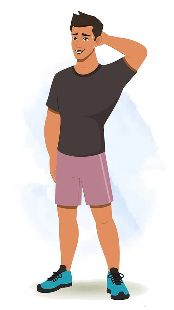 A nervous workout man animated cartoon character aka Lovsh 3/4