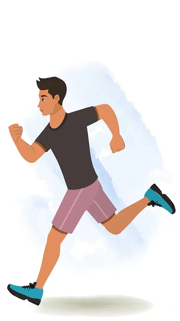 A workout man running fast side view animated cartoon character aka Lovsh