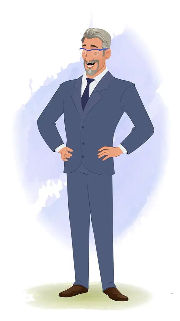 An old businessman laughing animated vector cartoon character AKA George