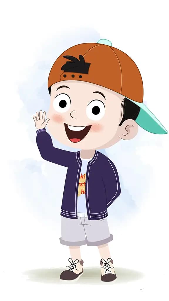 A cool boy saying hello animated cartoon character aka sam