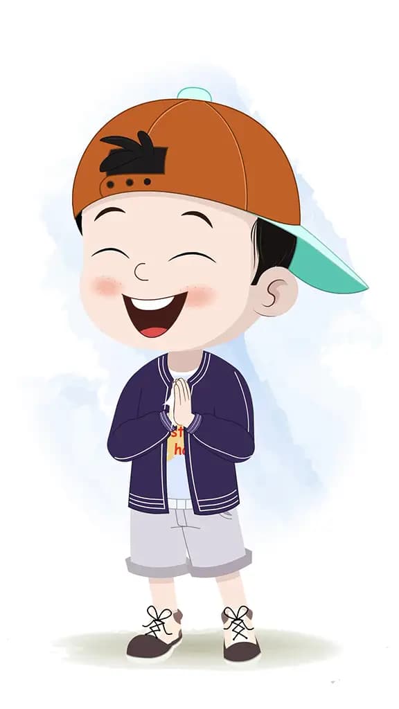 A cool boy clapping animated cartoon character aka sam