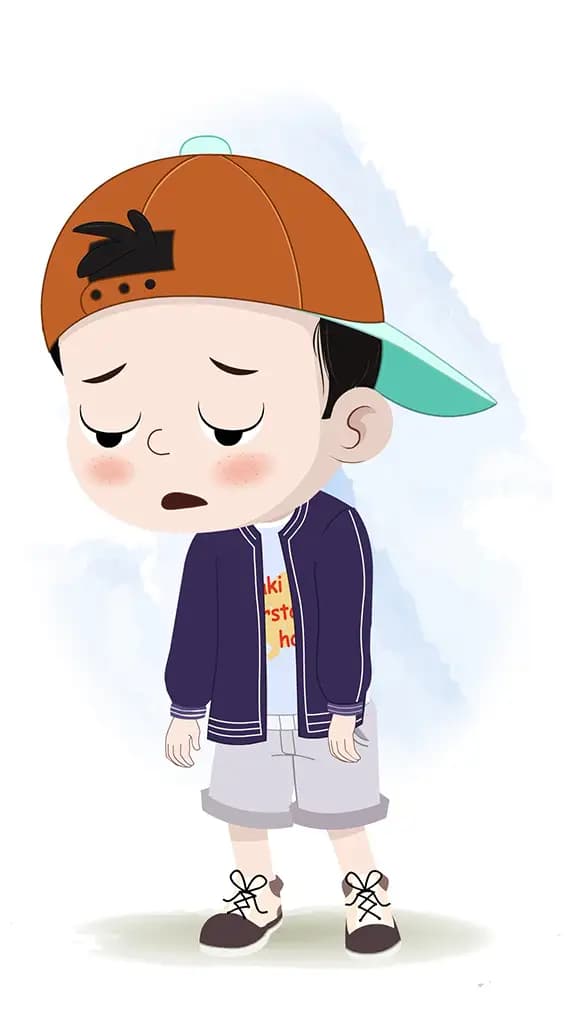 A cool tired boy animated cartoon character aka sam