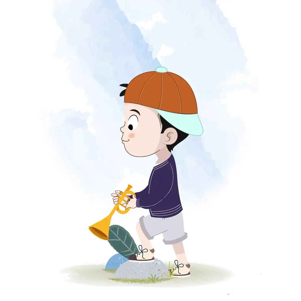 A cute boy animated cart