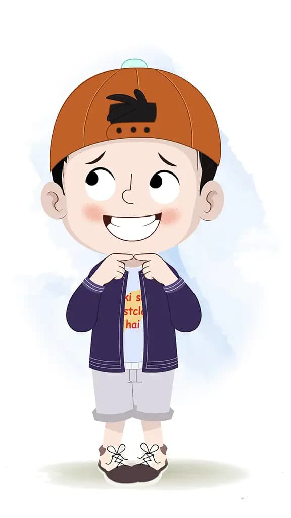 A nervous cool boy animated cartoon character aka sam