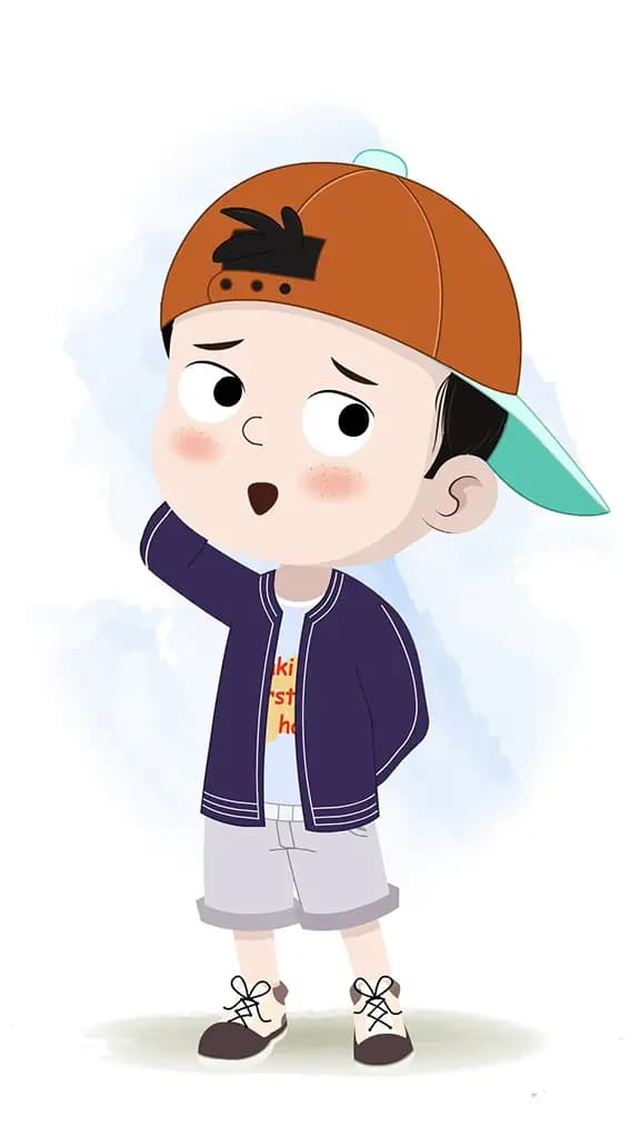 A confused cool boy animated cartoon character aka sam