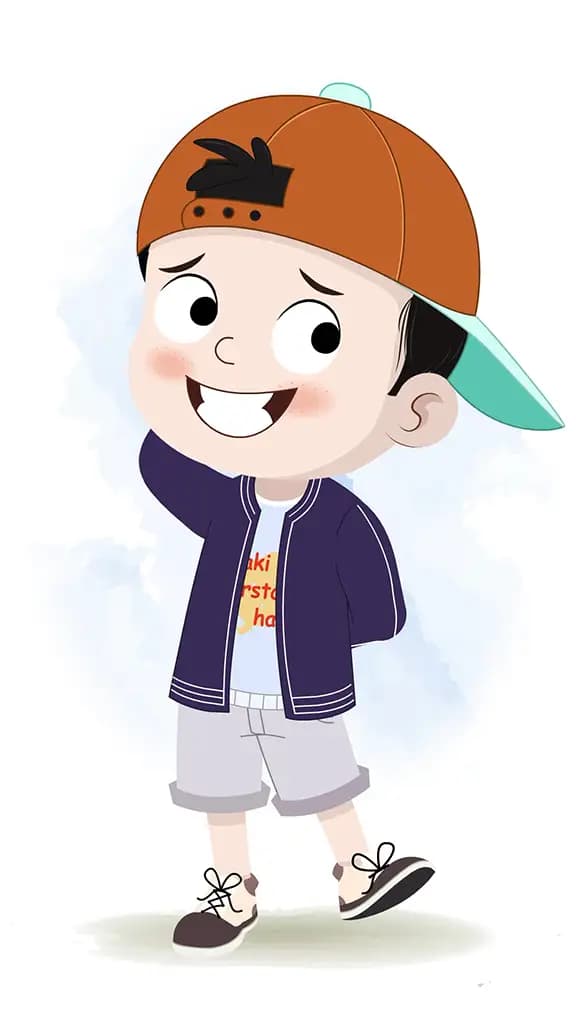 A nervous cool boy animated cartoon character aka sam 3/4