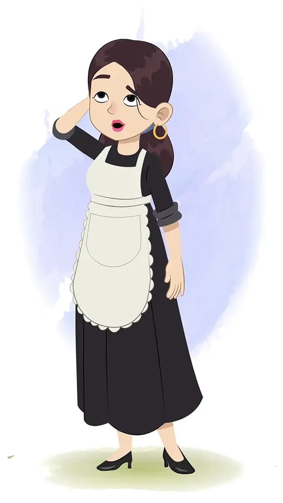 A confused housekeeper animated cartoon character aka avni 3/4