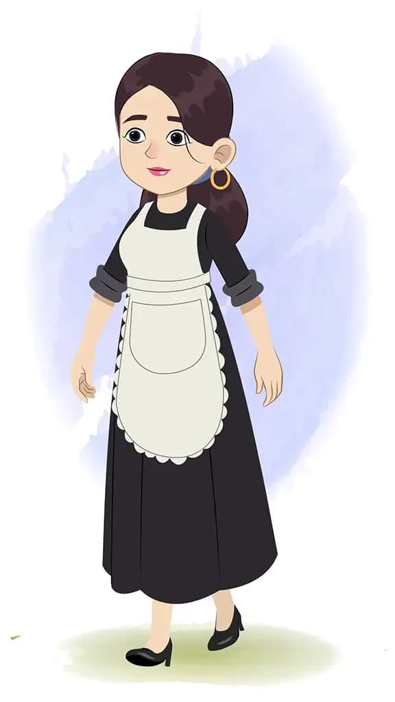 A housekeeper cartoon character construction/model sheet aka avni 3/4