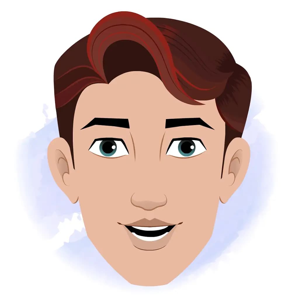 A barber animated cartoon face with different facial expressions aka Kai