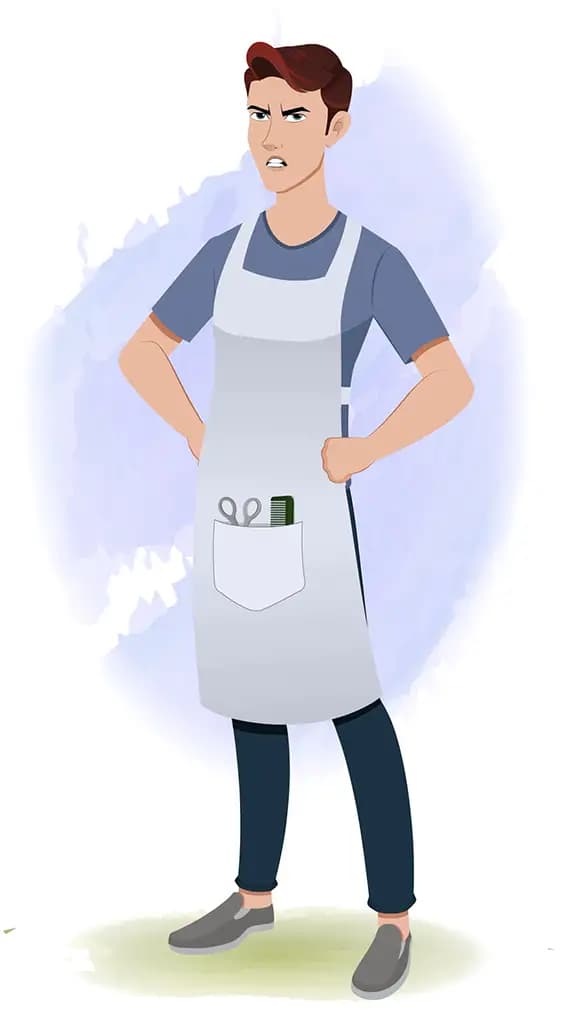 An angry Barber animated cartoon character aka Kai 3/4