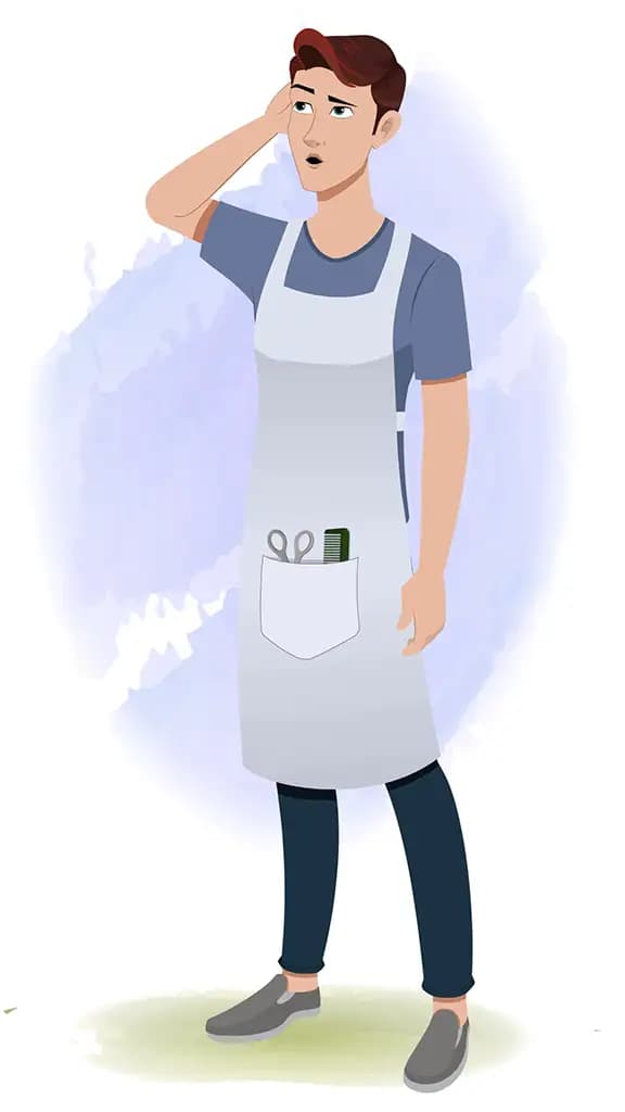 A confused Barber animated cartoon character aka Kai 3/4