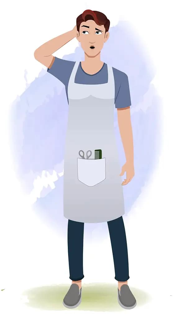 A confused Barber animated cartoon character aka kai