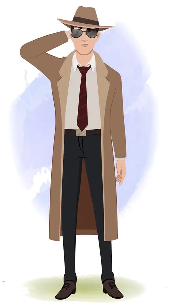 A confused detective man animated cartoon character aka mr bakshi